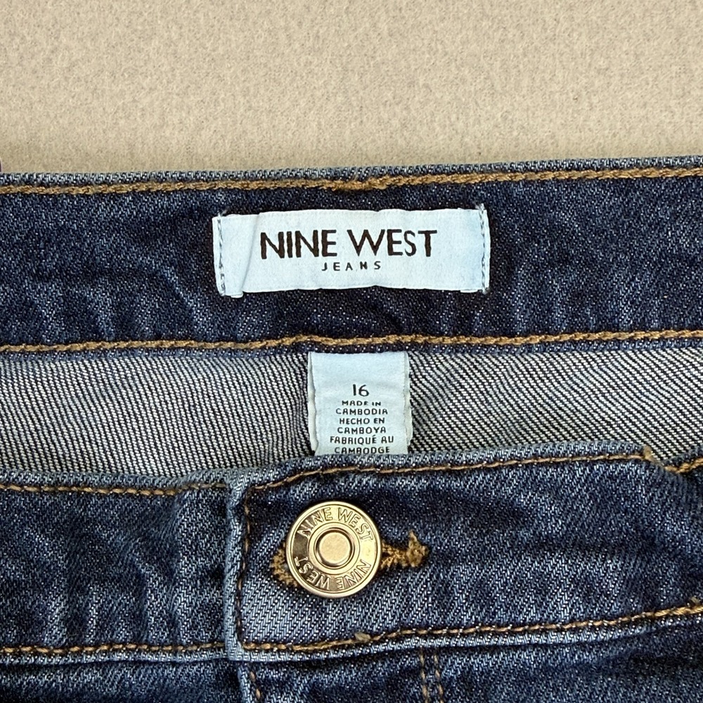 Nine West Womens Wide Leg Jeans Size 16 High Rise Baggy Stretch Studded NWT - Picture 7 of 16